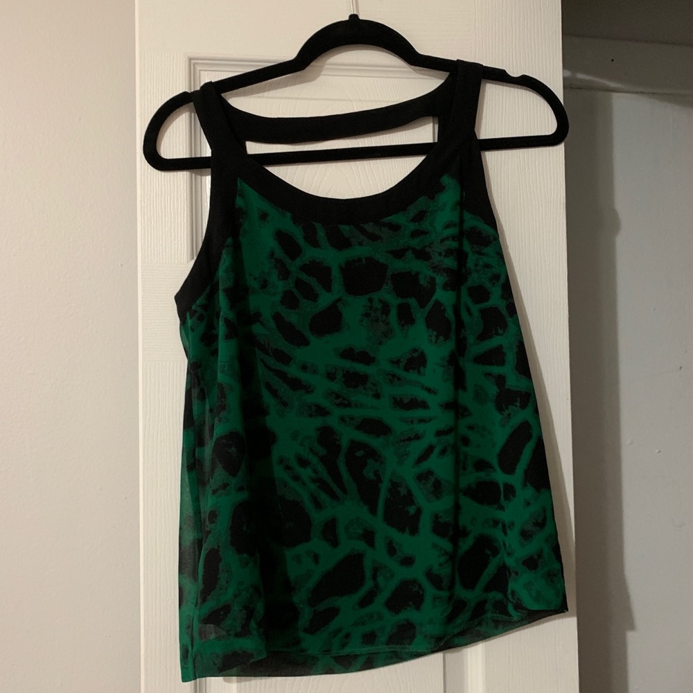 Green and black tie dye tank